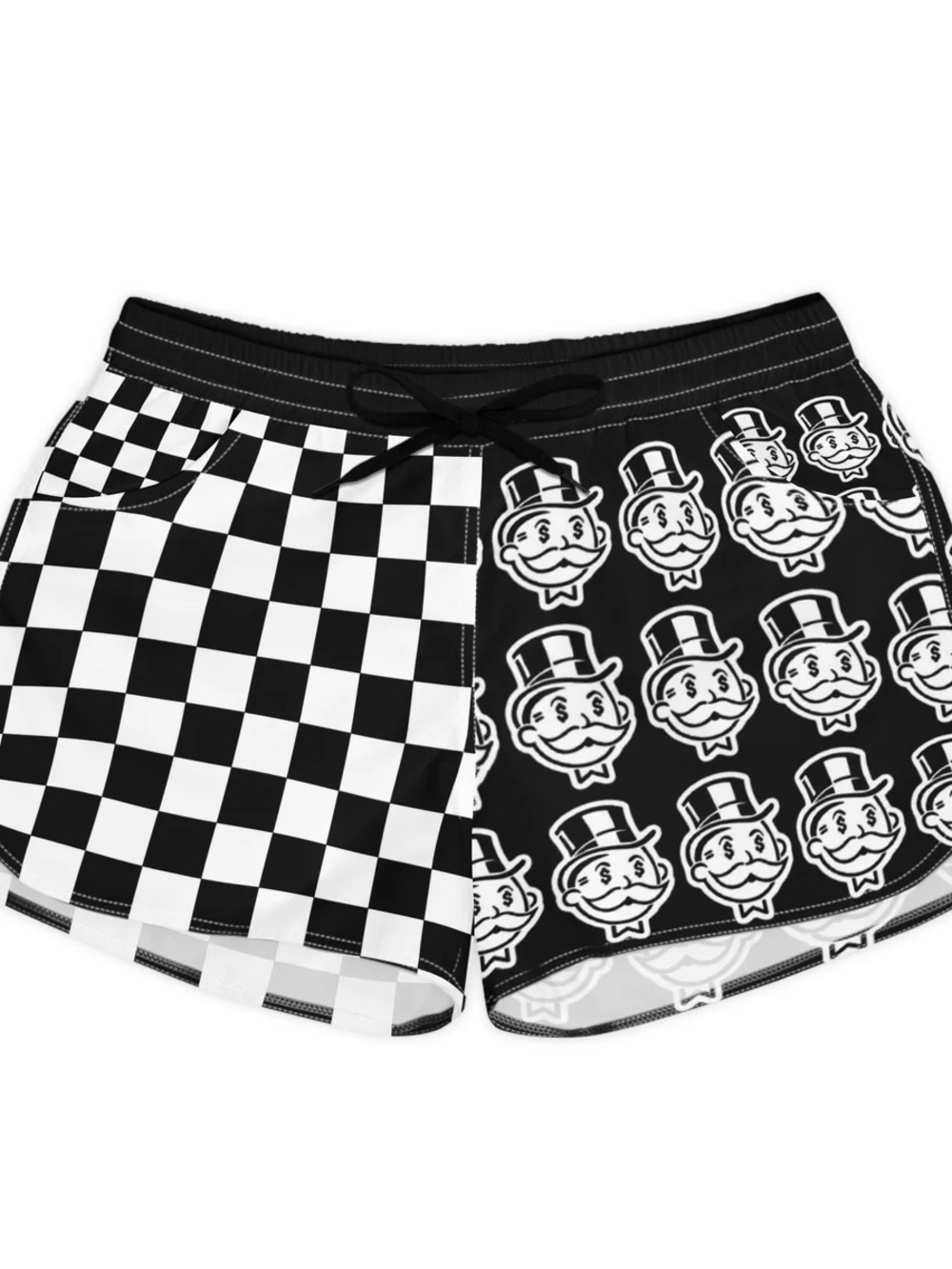 Monopoly Black & White Checkerboard Logo Shorts